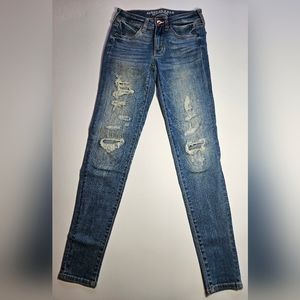 American Eagle, Super Stretch,  distressed, Jeggings. Size 2.